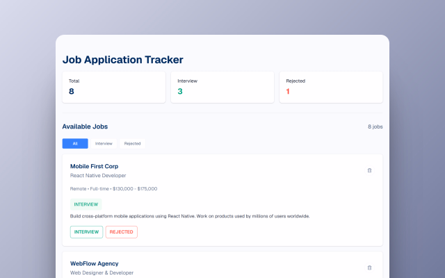 Job Application Tracker dashboard preview