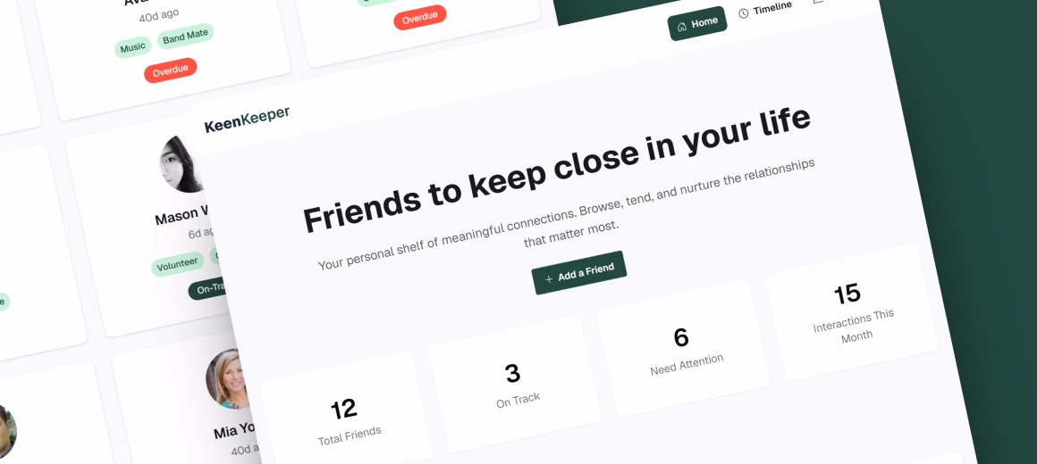 Keen Keeper friendship tracking dashboard preview